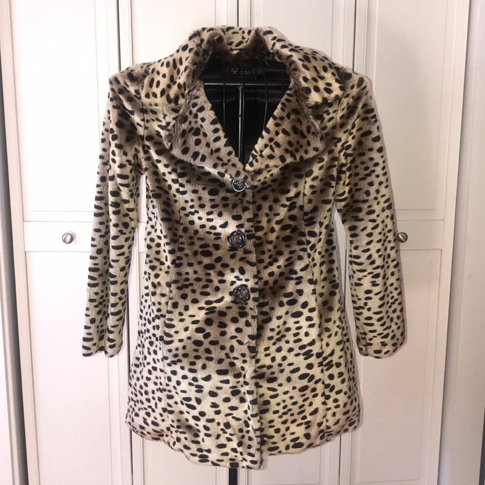 Faux Fur Animal Print Jacket